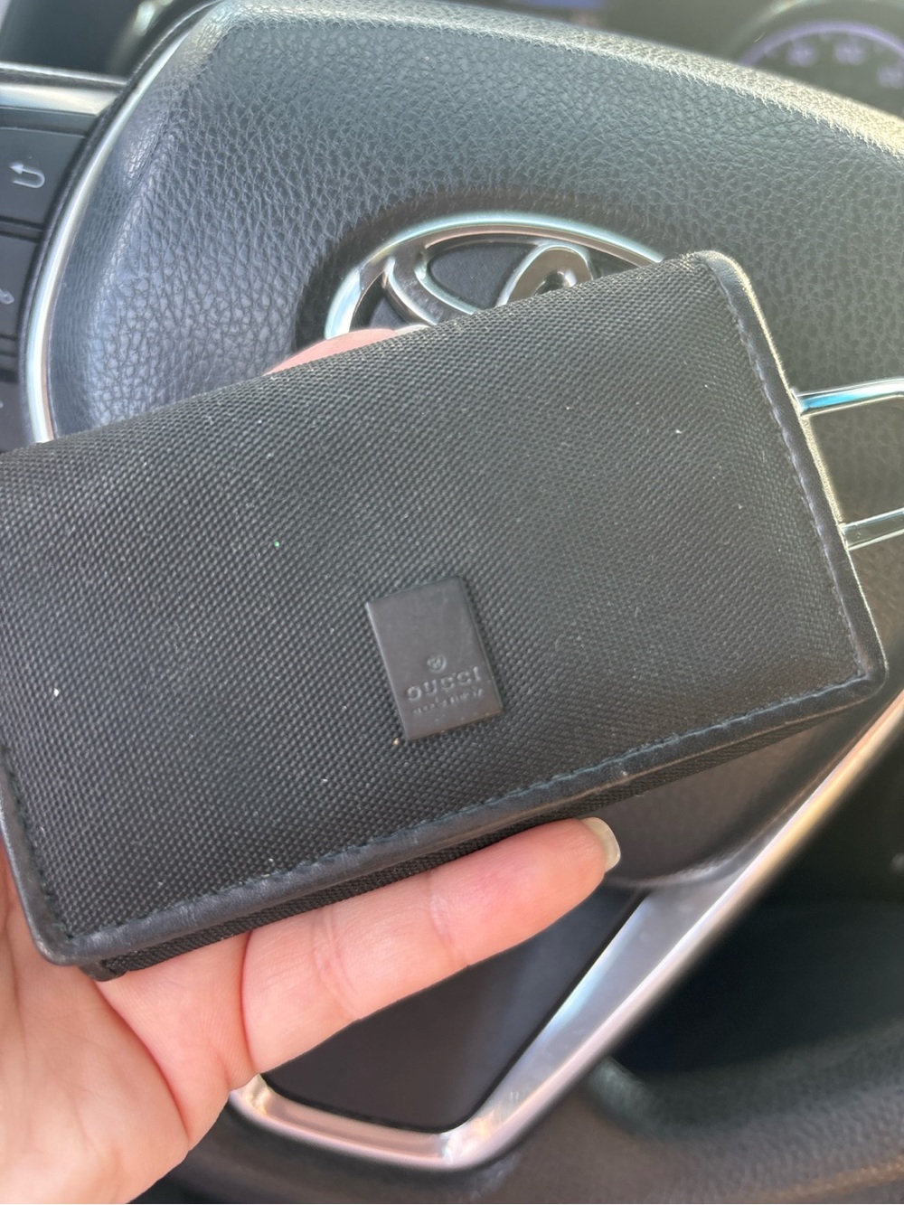 Authentic Gucci Black Canvas Slim key case COA included